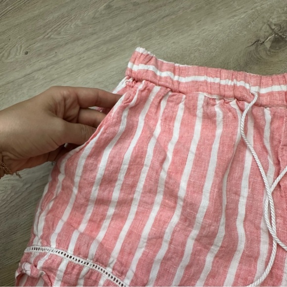 C&C California Pink Striped Linen Shorts - Picture 4 of 5